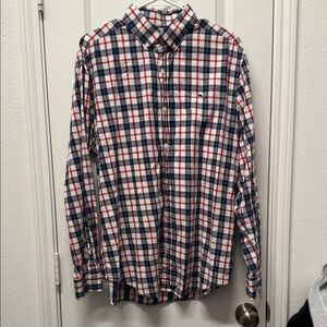 Vineyard Vines Men's Button-Down Plaid Shirt in White, Navy & Red